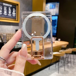 Magnetic Clear Wallet Card Holder with Magnet Slot Cover - Card Holder (Rose Gold)