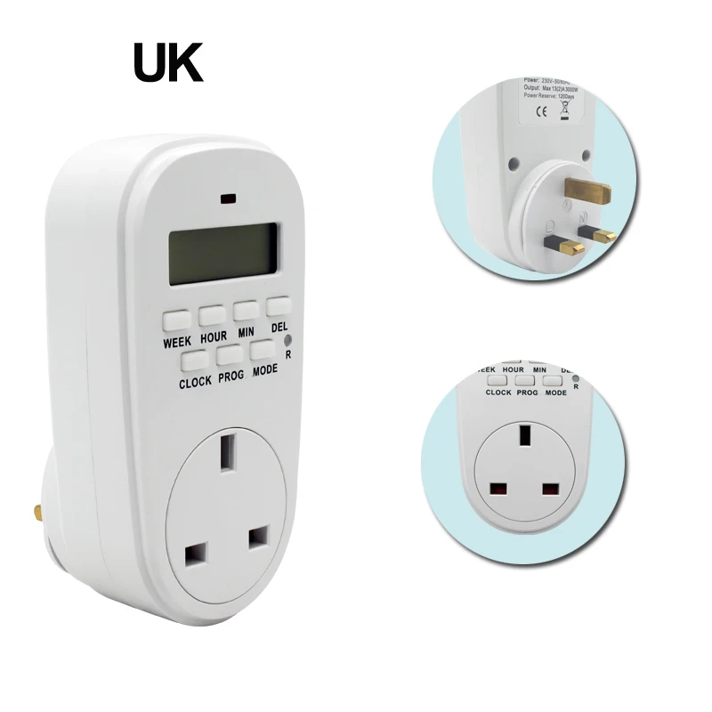 ManHua EU/US/UK/VN Plug Electronic Digital Timer Switch Outlet 230V 50HZ 24 Hour Cyclic Programmable Timer Socket 3