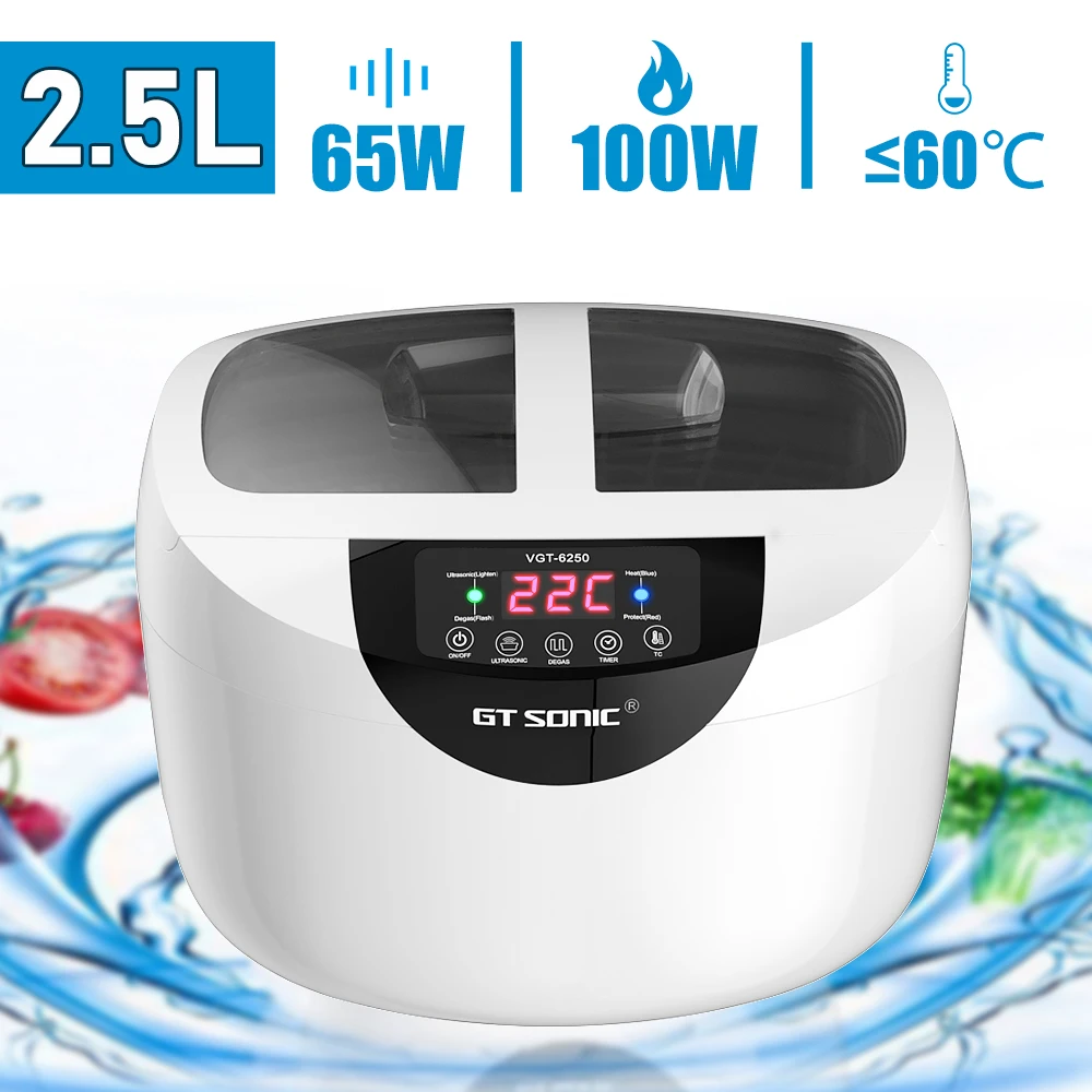 GT SONIC VGT6250 2.5L Ultrasonic Cleaner Bath Timer for Vegetables