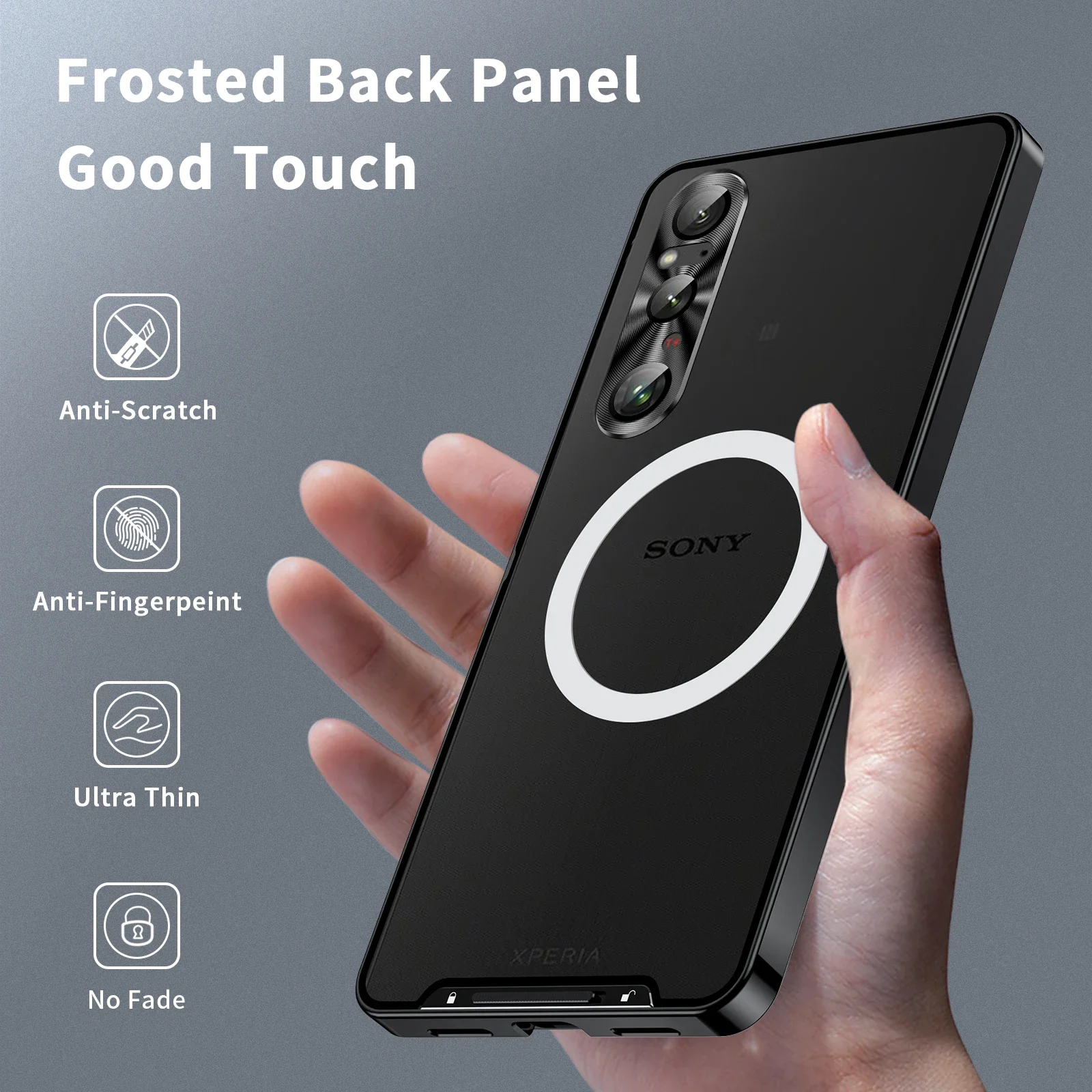 Aluminum Alloy Metal Case For Sony Xperia 1 V 10 IV iii 5 V Magnetic Wireless Charger Bumper Transparent Acrylic Phone Cover