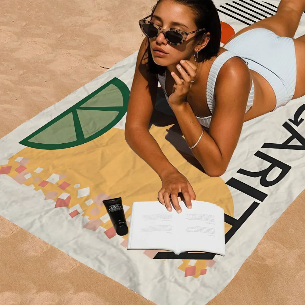 Cartoon Fruit Juice Mojito Aperol Spritz Beach Towel Colorful Bath Towels for Girl  Custom Sand Free Beach Yoga Spa Gym Pool 2