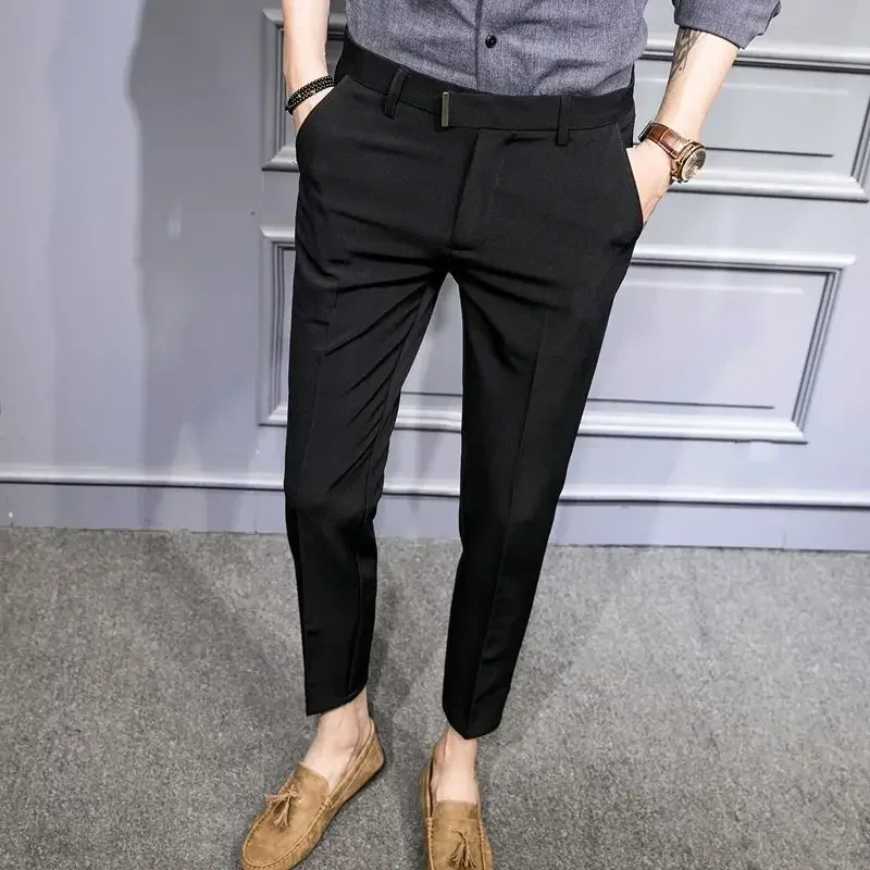 thumbnail image 1 of Pantalones de verano de talla grande para hombre, pantalones de traje rectos grises para hombre, ropa de primavera, ropa de trabajo, clásicos, elegantes, de alta calidad, baratos, 1 of 5