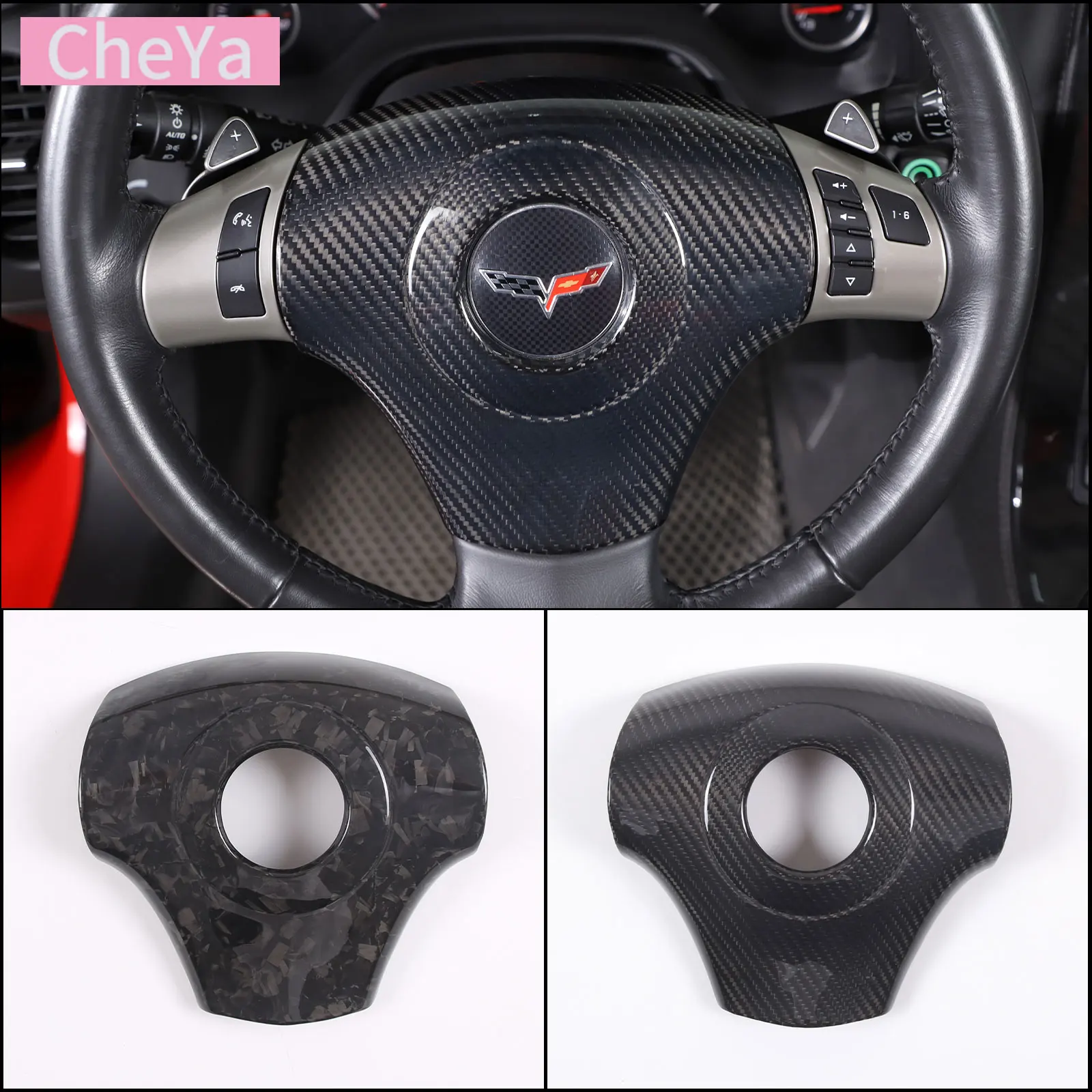 

For Chevrolet Corvette C6 2005-2013 Real Carbon Fiber Car Steering Wheel Panel Decorative Cover Interior Modification Accessorie