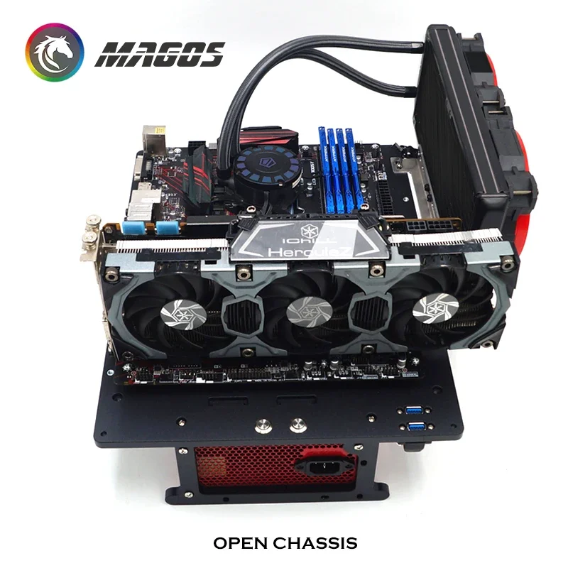Open Type Aluminum Alloy PC Case ATX Chassis MOD M-ATX Computer Cabinet Desktop,Easy Mounting Black/Silver