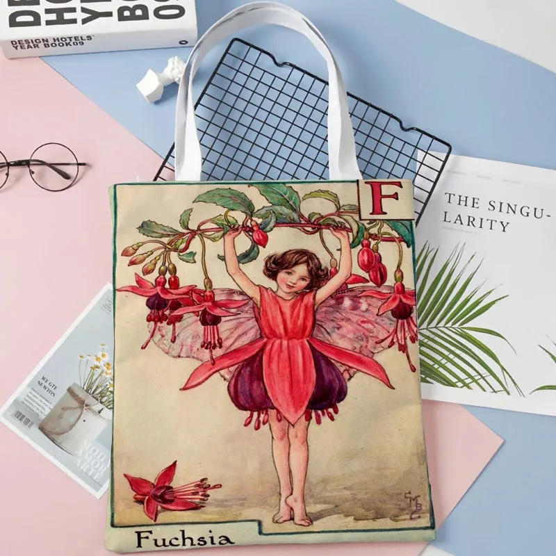 

Secret Garden Alphabet Fairies Tote Bag Cotton Cloth Shoulder Shopper Bags for Women Eco Foldable Reusable Shopping Bags 0214