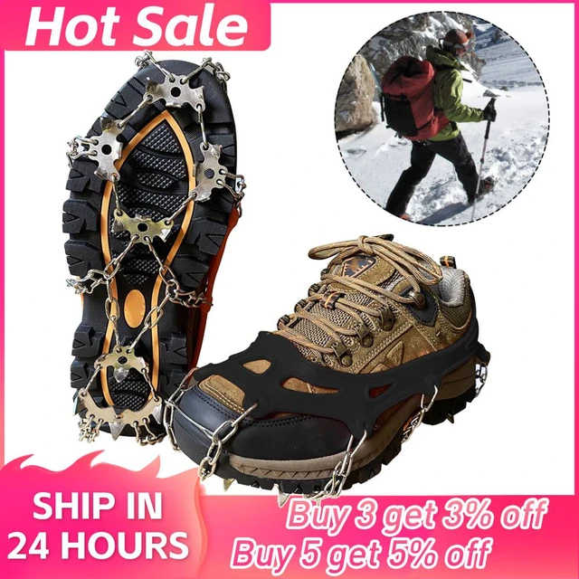 8 Teeth Steel Ice Gripper Spikes for Shoes Anti Slip Climbing Snow Spikes  Crampons Cleats Chain Claws Grips Hiking Accessories - AliExpress