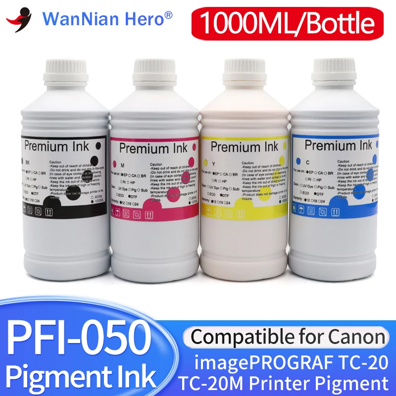 

1000ML PFI-050 Refill ink PFI050 refill pigment ink For Canon imagePROGRAF TC-20 TC-20M printer PFI 050 pigment ink Color Bk C