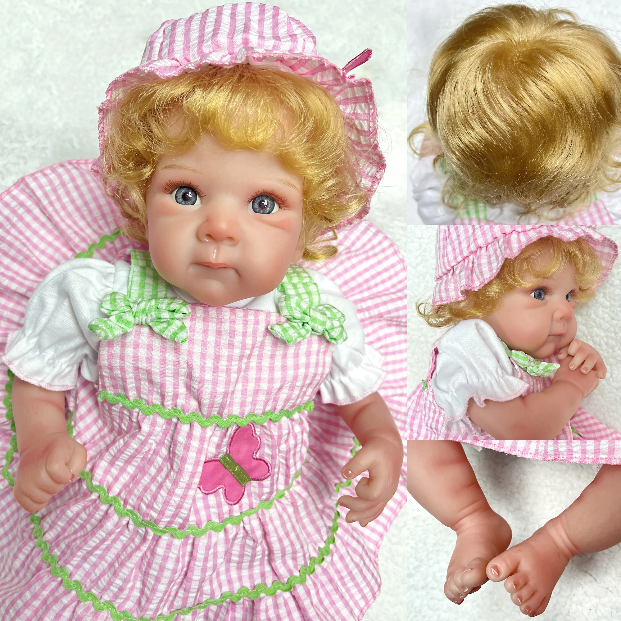 

Готовые куклы Новорожденные Bettie, 45 см, трехмерная окрашенная кожа, вены ручной работы, мягкий на ощупь виниловый новорожденный крошечный ребенок с корнями, светлые волосы