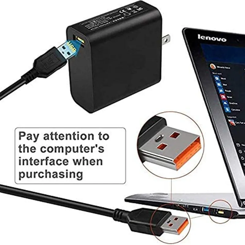 Chargeur Lenovo ADL40WLG FJ-2 - Adaptateur 40W 20V 2A Avec Port USB - Occasion