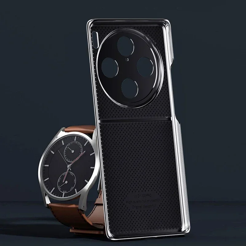 Luxury Plain PU Leather Case with Electroplated Frame - Ultra-Thin Camera Protection Cover