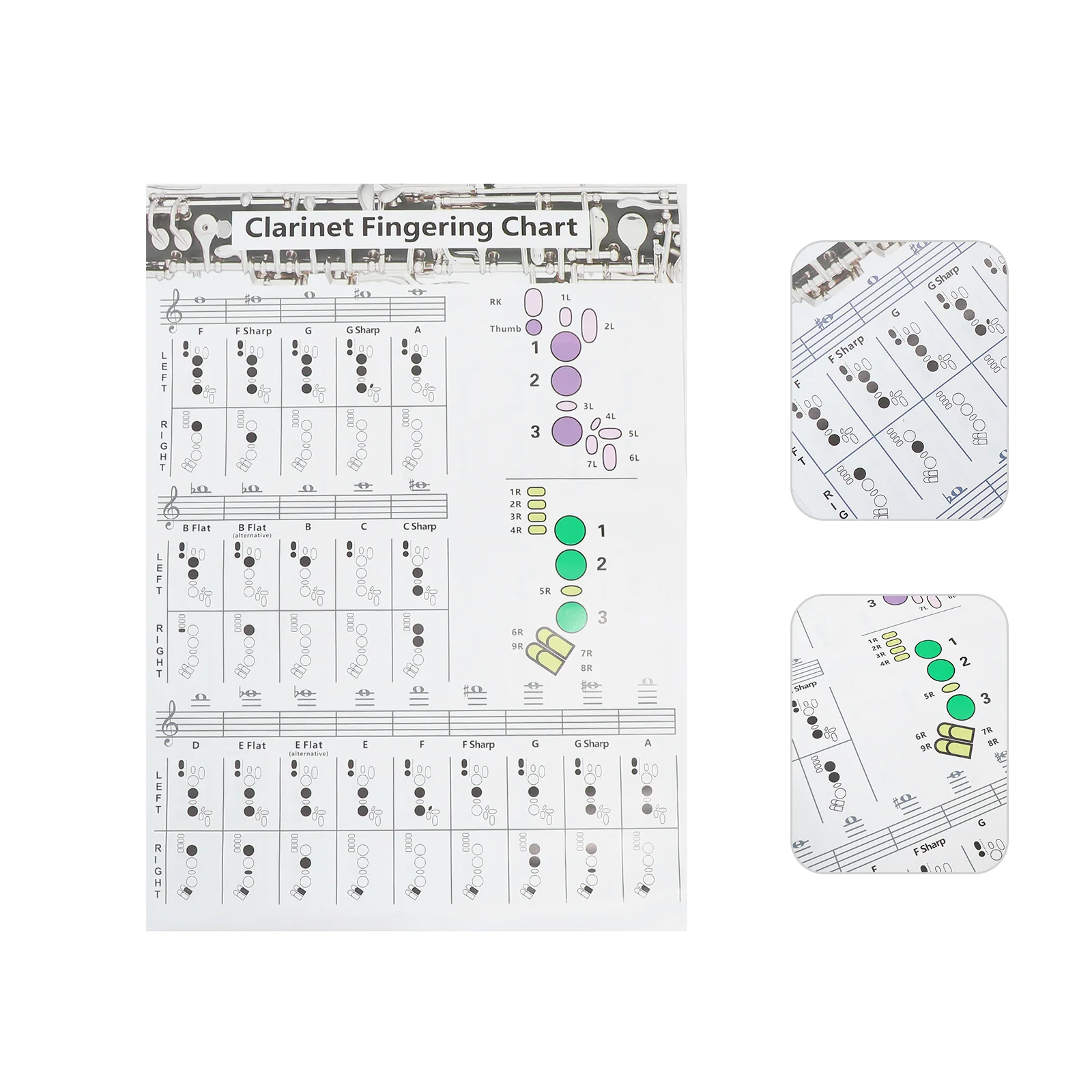 

1pc Clarinet Tracking Chart Chord Learning Aid Music Chord Poster for Beginner