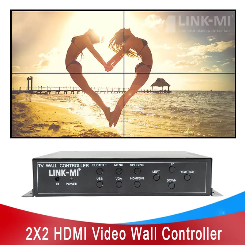 LINK-MI 2X2 HDMI DVI VGA 입력 4 X HDMI 출력 원격 제어 HDMI VGA av 오디오 비디오 벽 컨트롤러