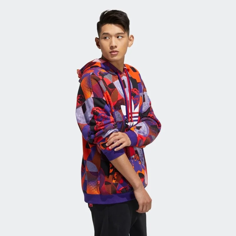 Adidas Hoodies Men Breathable, Rich Patterns, Printing and A Big Pocket on The Front, Drawstring Hooded Sweatshirt