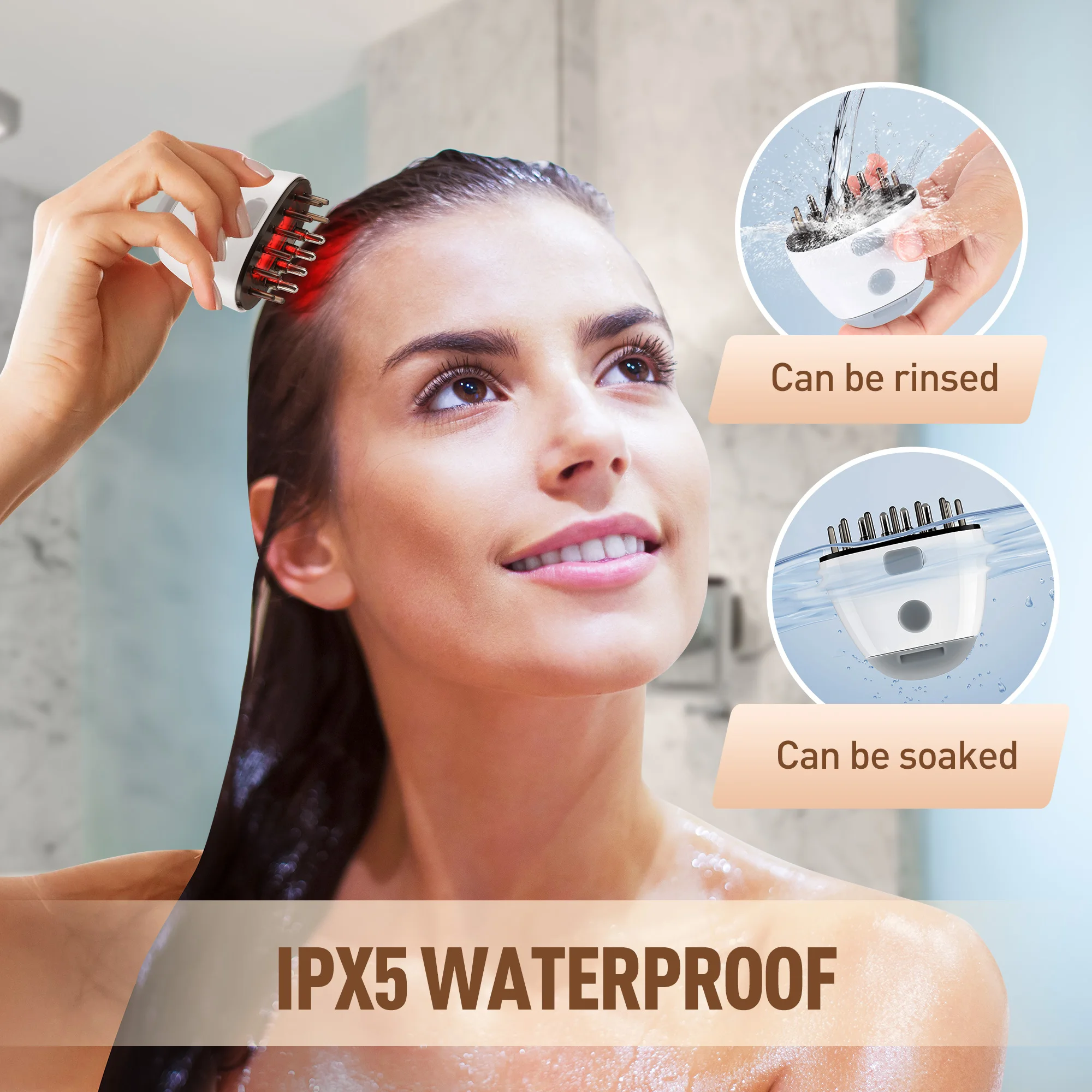 Red Light Therapy Hair Growth Massage Comb Electric Vibration Head Massager Scalp Massage Brush Hair Oil Liquid Applicator