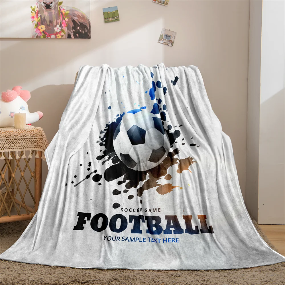 

3D Print Football Blanket Fluffy Flannel for Adult Kids Soft Cozy Warm Blankets for Bedspread Sofa Cover Home Office Nap Shawl