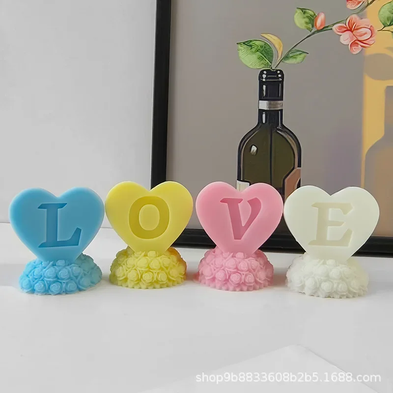 러브 필러 캔들 몰드 러브 로즈 캔들, 몰드 아로마 테라피, 발렌타인 데이 선물, DIY 실리콘 석고 몰드 양초 만들기 용품