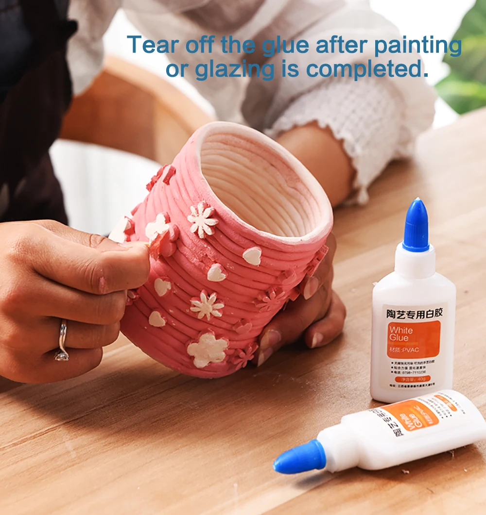 350ML Pottery Can Tear Off Glue and Leave White Glue Glazing Auxiliary DIY  Ceramic Printing Hollow Quick-drying Pottery Tool