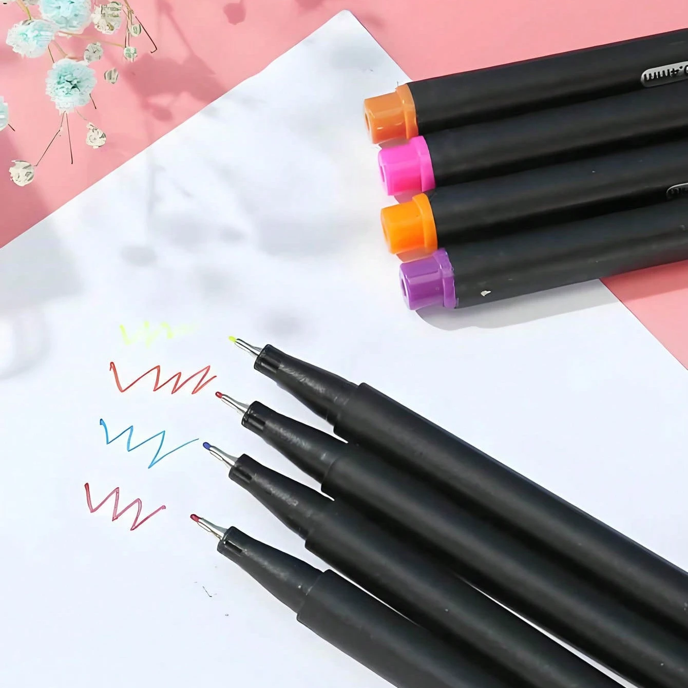 12pcs Nail Art Graffiti Pen Black Waterproof Painting Liner Brush 3D Abstract Lines Fine Details Flower Leaf Drawing Marker Pen 5