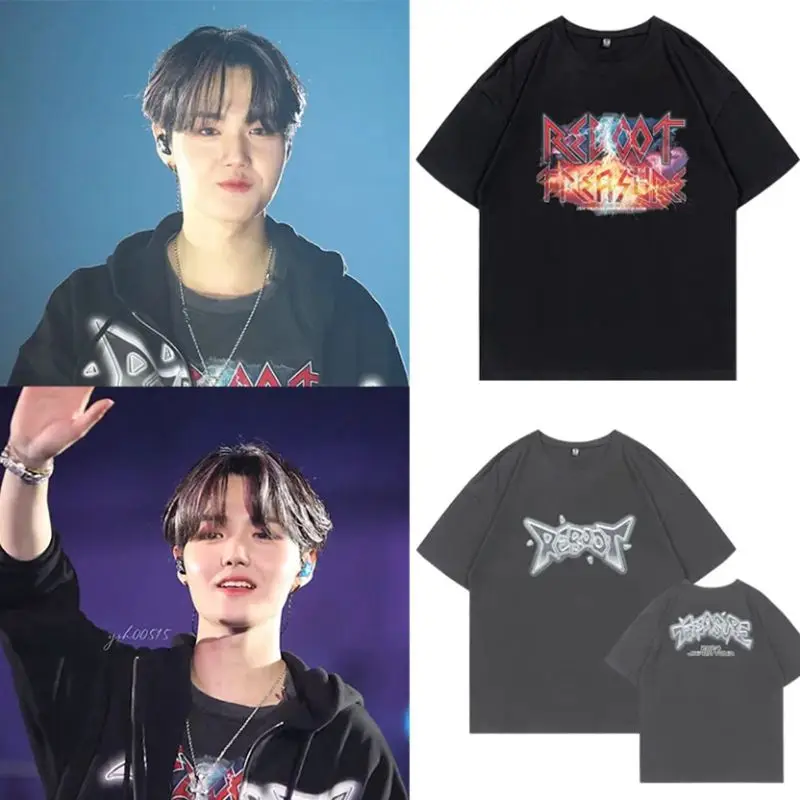 

Treasure 2024 tour concert TOUR REBOOT same T-shirt cotton support clothing printed short-sleeved T-shirt Kpop y2k loose T-shirt