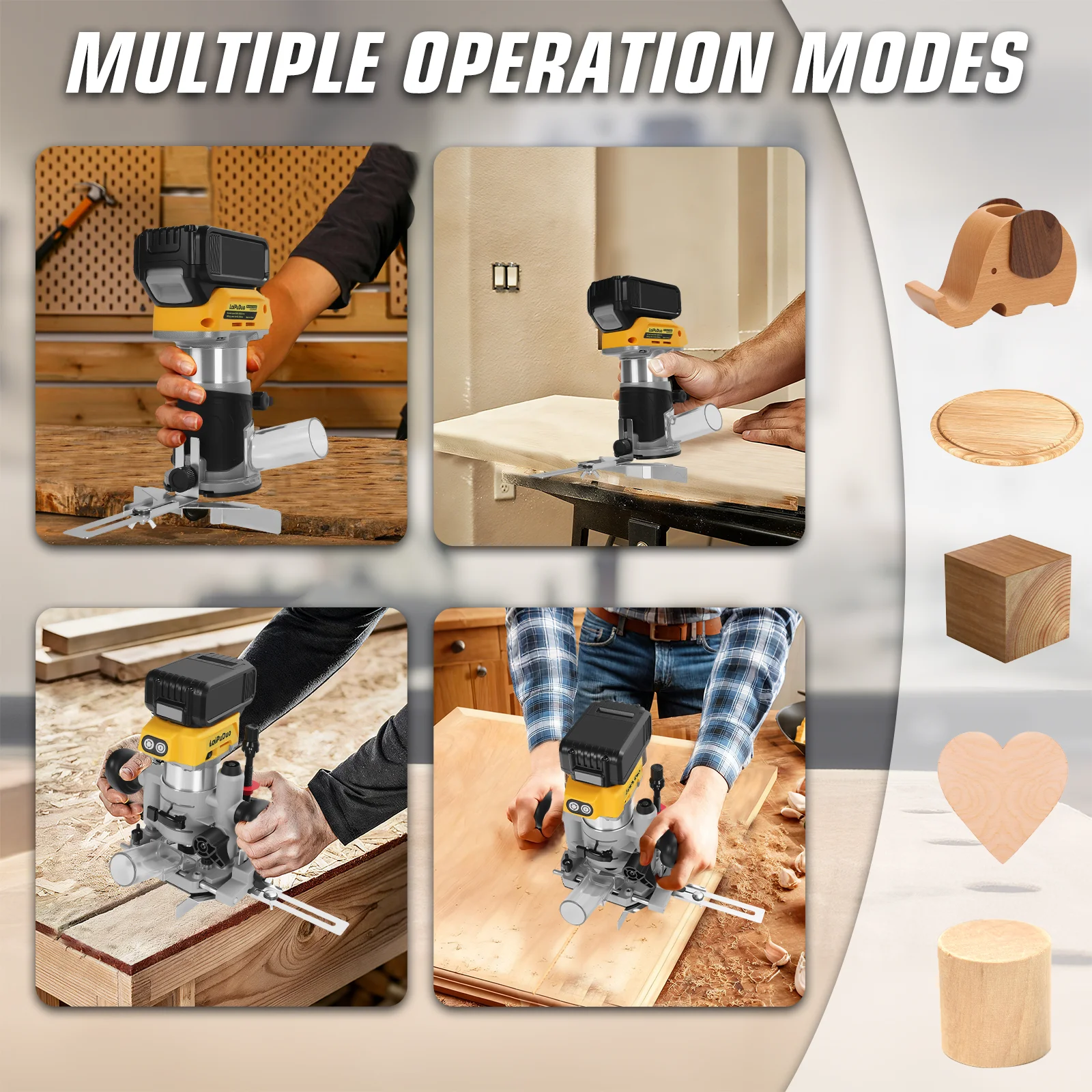 Brushless Wood Router Wood Trimmer Cordless Woodworking Slotting Milling Engravi