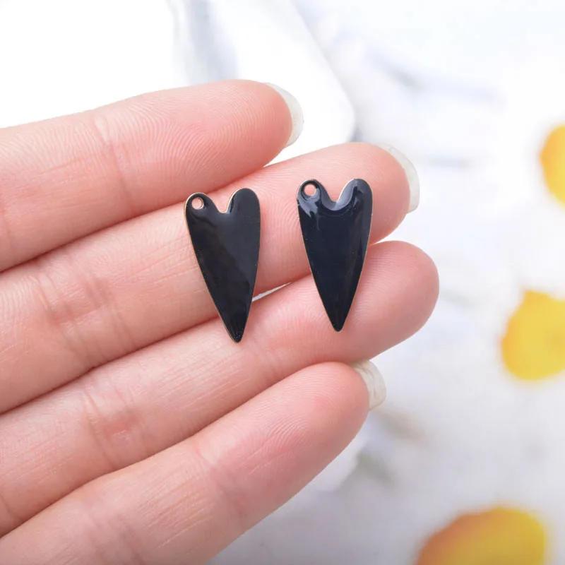 20pcs Copper Enamel Heart Charms