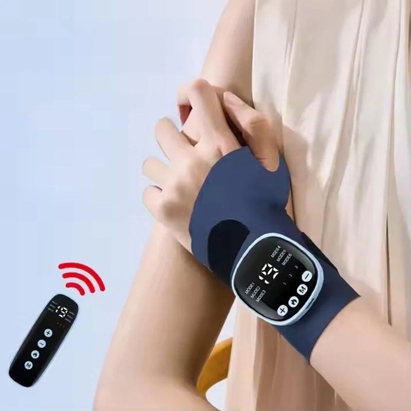 Cordless Wrist Massager with Heat USB Rechargeable Warm Pad Wrist Brace Wrap with Massage for Wrist Carpal Tunnel Fatigue Relief