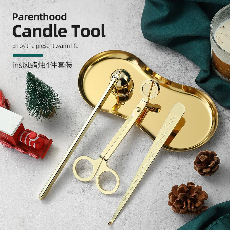 

Creative Practical Aromatherapy Candle Tool Three piece Set of Candle Extinguishing Tools Stainless Steel Cutting Cover Set