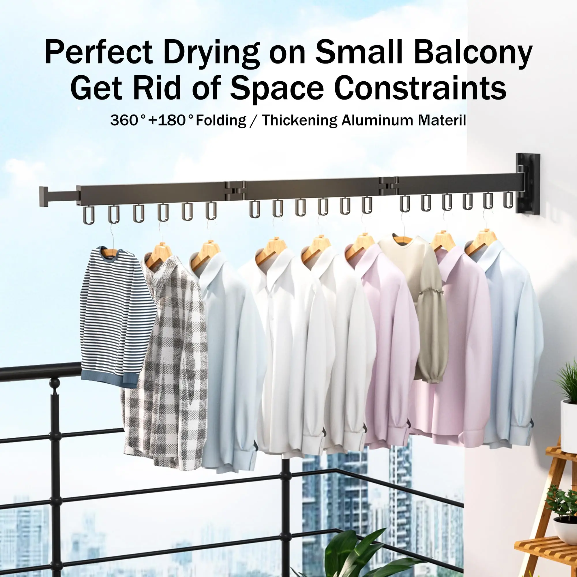 UNTIOR Retractable Cloth Drying Rack Collapsible Cloth Hanger