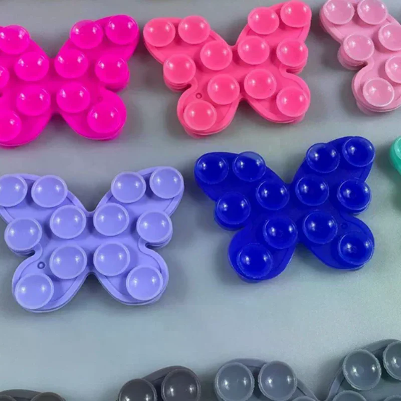 1Pcs Phone Fixture Suction Cup Silicone Butterfly Double-sided Suction Cup Back Adhesive Mobile Phone Rubber Suction Cup