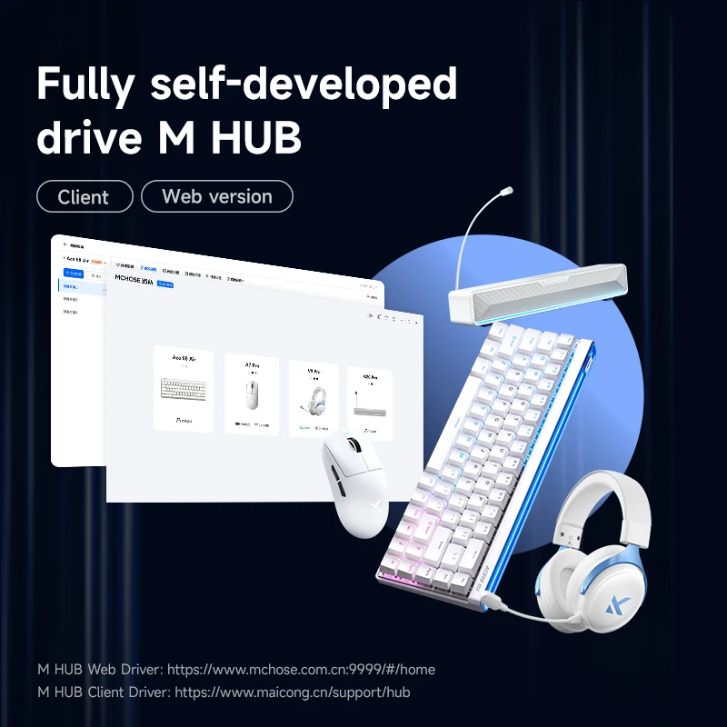 MCHOSE Ace 68 Air Magnetic Axis Mechanical Keyboard Wired Low Latency Customized HotSwap GASKET RGB 8KHz 0.1MS RT 0.01mm E-sport