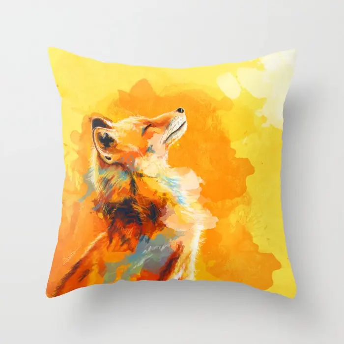 

Blissful Light Fox portrait Pillowcase Decorative Cushion For Sofa Printed Pillow Chair Car Cushion Cover Home Decoration