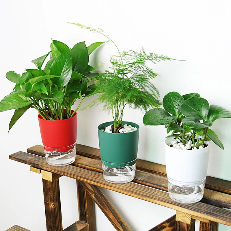 

1Pc Double-Layer Self Watering Clear Plant Pot Plastic Flowerpot Water Storage Automatic Water Absorption Potted Flowerpot