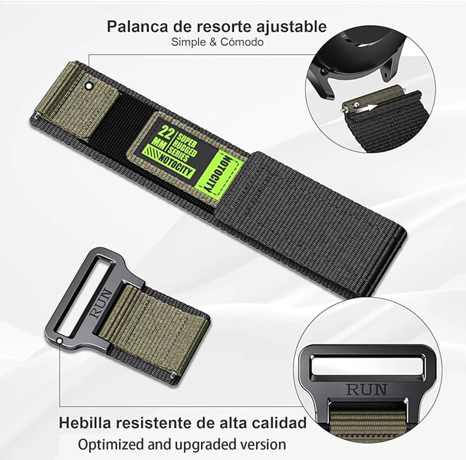 Versatile Nylon Smartwatch Band - 22mm Width
