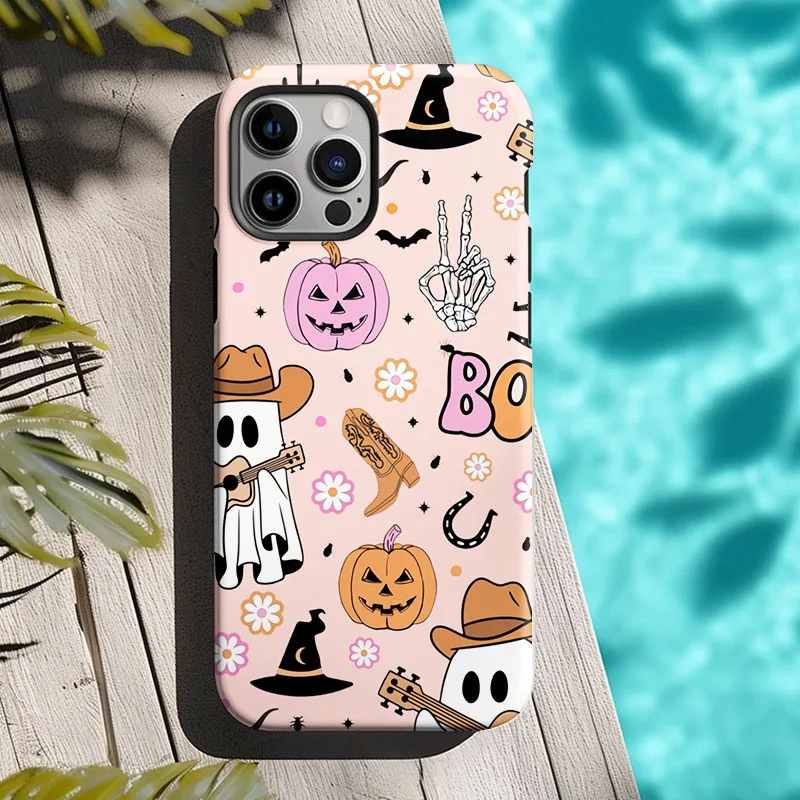 Cute Pink Halloween 2-in-1 Film Shell Phone Case