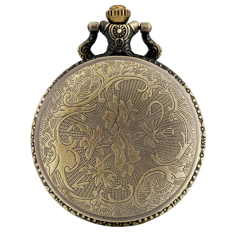 Reloj de bolsillo de cuarzo antiguo para hombres y mujeres, locomotora ahuecada de bronce, reloj de tren de vapor, suéter, collar, cadena, regalo