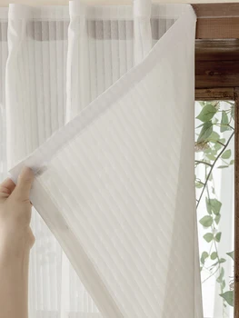 Tenda in voile bianco con adesivo stile tutto in uno Tenda trasparente appiccicosa forte di lusso per la camera da letto dell'ufficio domestico per tutte le stagioni 1