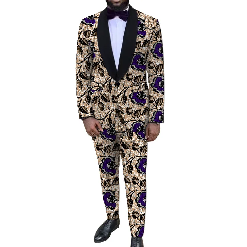 Shawl Collar Blazers+Western Pants Men‘s Wedding Suits Customized Party Outfits Male Ankara Fashion Banquet Attire