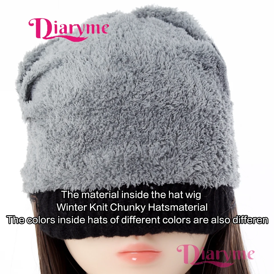 Long Hair Knitted Hat Synthetic Wig One-piece Curly Straight Full Head Cover Hat Wig Easy to wear Suitable for Any Occasion