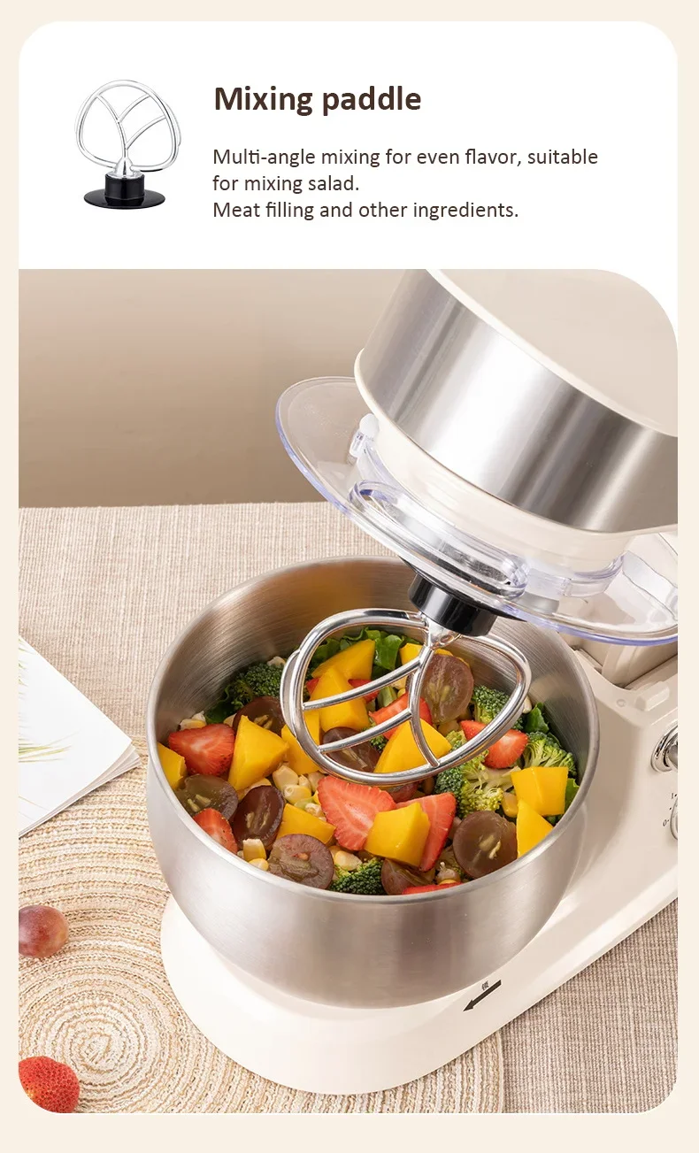 3-IN-1 Electric Stand Mixer 6-Speed with Pulse Button, Dough Hook, Beater, Whisk for Home Cooks Food Beater Electric Food Mixer