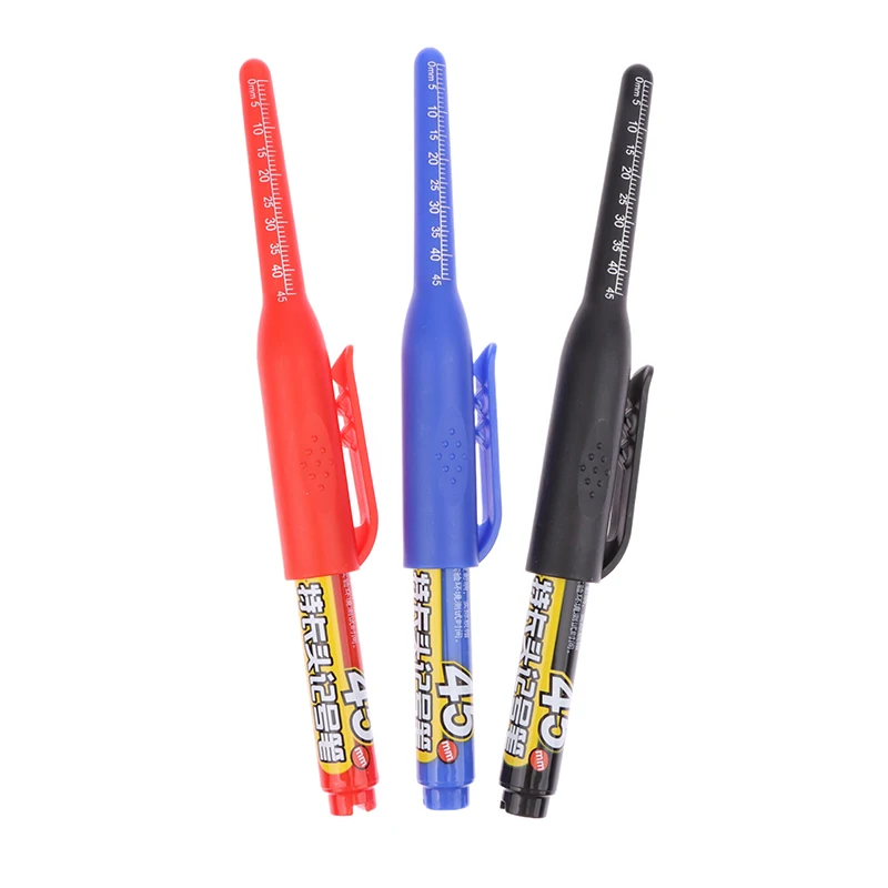 1PC 45mm Deep Hole Long Nib Head Markers Deep Drill Hole Long Nib Scriber Multifunction Mechanical Carpentry Colorful Marker Pen deep hole scriber