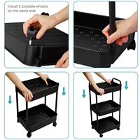 1pc 4-Tier Rolling Storage Cart with Wheels and Sturdy Handle Mobile Organizer for Kitchen Bathroom Office 4