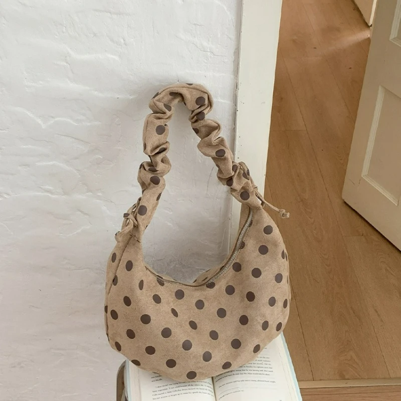Nuova Borsa a Tracolla alla Moda con Motivo a Pois per Donne, Borsa a Spalla in Pelle PU, Borsa Casual Versatile
