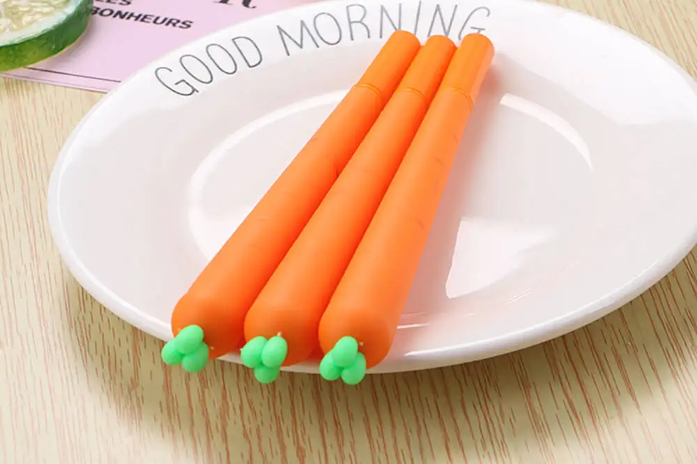 1-2-4-12 Stück Niedliche Kawaii Karotten-Gelstifte Werbegeschenk Schreibwaren Schul- und Bürobedarf Kreative Süße Hübsche Stifte – Detail 3
