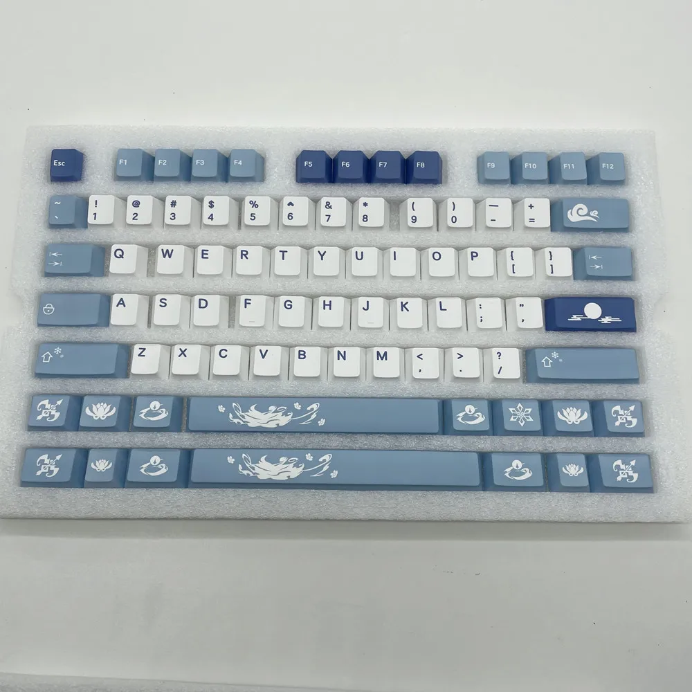 de jogos, perfil cereja, sublimação, azul, branco, design original, 140 teclas