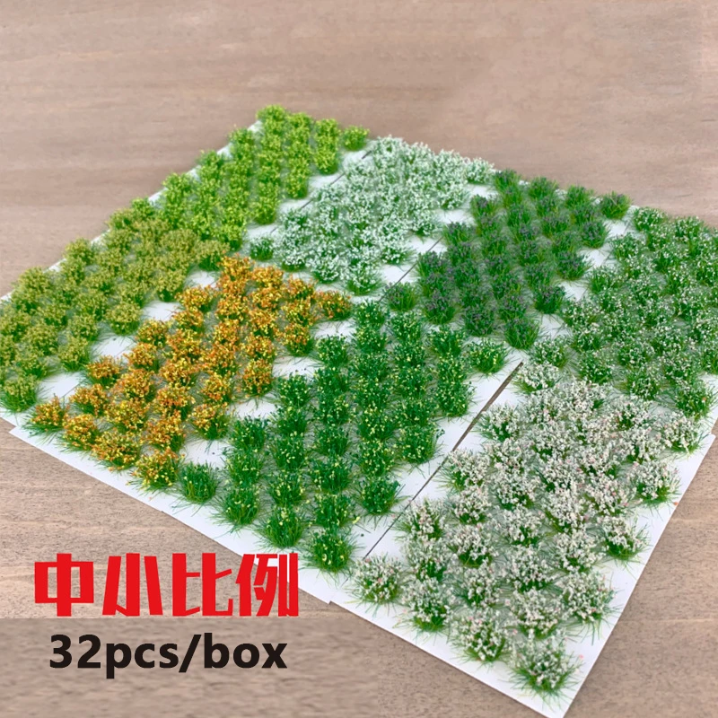 32Pcs/Box Simulation Flowers Grass Clusters Model Miniature Plant Materials for Sand Table Garden Scene Layout plant diorama kits