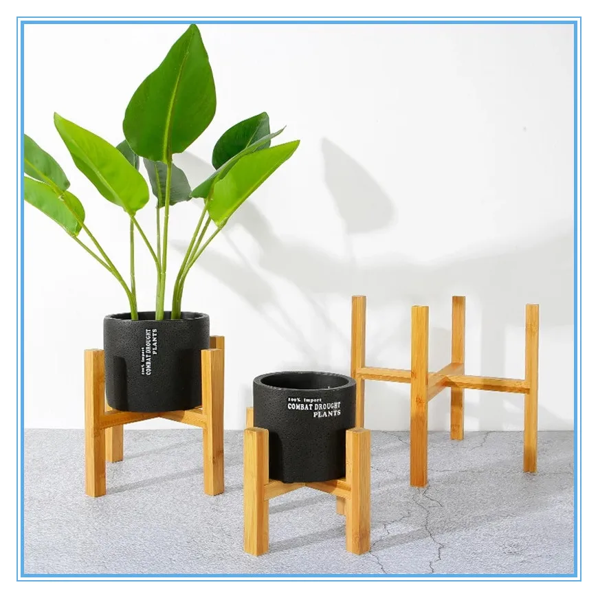 Wooden Four-legged Flower Stand Bonsai Stand Home Tray Pot Bamboo Display Shelf Holder Plant Decor
