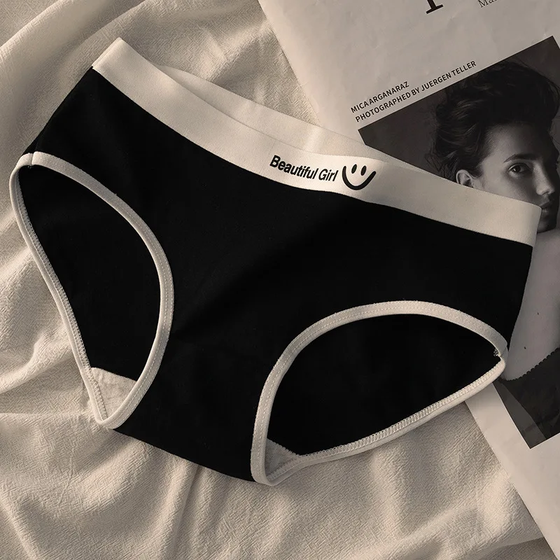 المرأة القطن تنفس سراويل منتصف الخصر التباين اللون إلكتروني نمط ملابس داخلية مرنة سيدة ملخصات الملابس الداخلية M-XL الملابس الداخلية