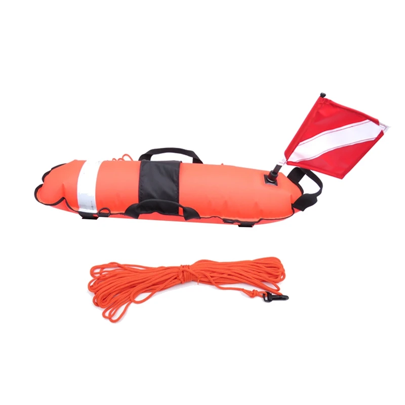 

Inflation Diver Down Safety Surface Marker Buoy Signal Float With Flag And Rope,For Freediving Snorkeling