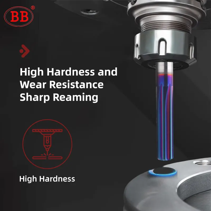 BB Carbide Reamer CNC Machine Hole Deburring Tool Blue Coating HRC60 Lath Cutter Drill Stainless Steel Hard Steel 6mm 8mm 1PCS carbide reamer