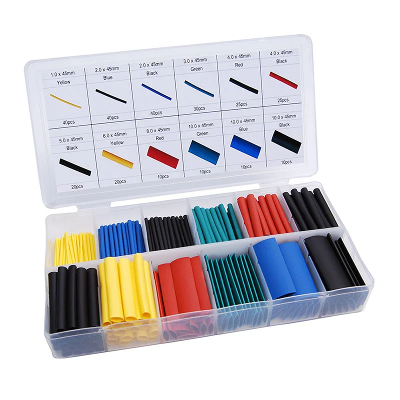 800pcs Heat Shrink Tubing Insulation Shrinkable Tubes Assortment Electronic Polyolefin Heat Shrink Tubes Wire Cable Sleeve Kit